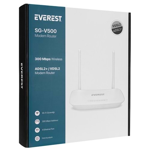 Everest SG-V500 2.4 GHz 300 Mbps Kablosuz VDSL/ADSL2+Modem Router
