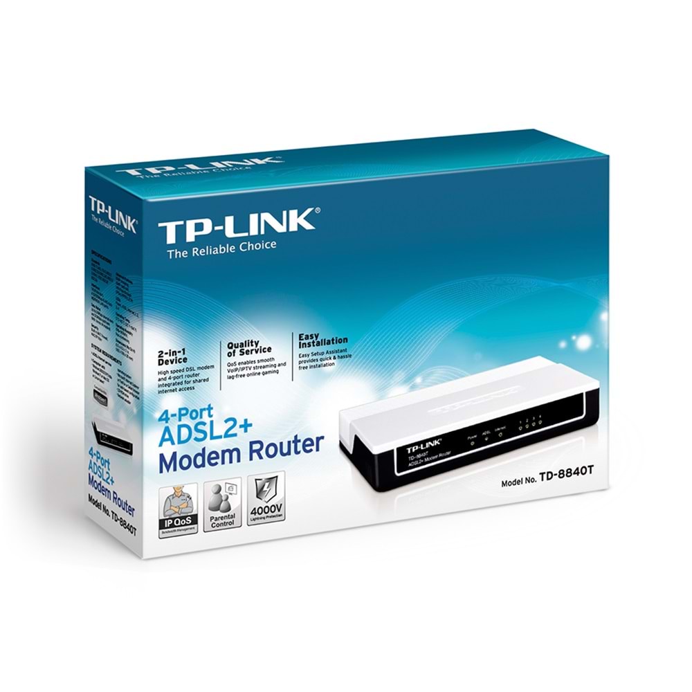Tp-Link TD-8840T 4-Port ADSL2+ Modem Router